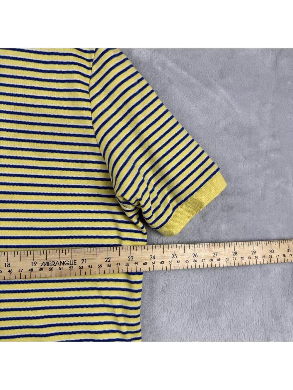 Polo Ralph Lauren Yellow Blue Stripe Polo Shirt Men’s L Cotton Short Sleeve Pony - Picture 5 of 7